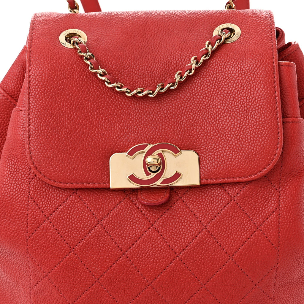 Caviar Quilted Backpack Red