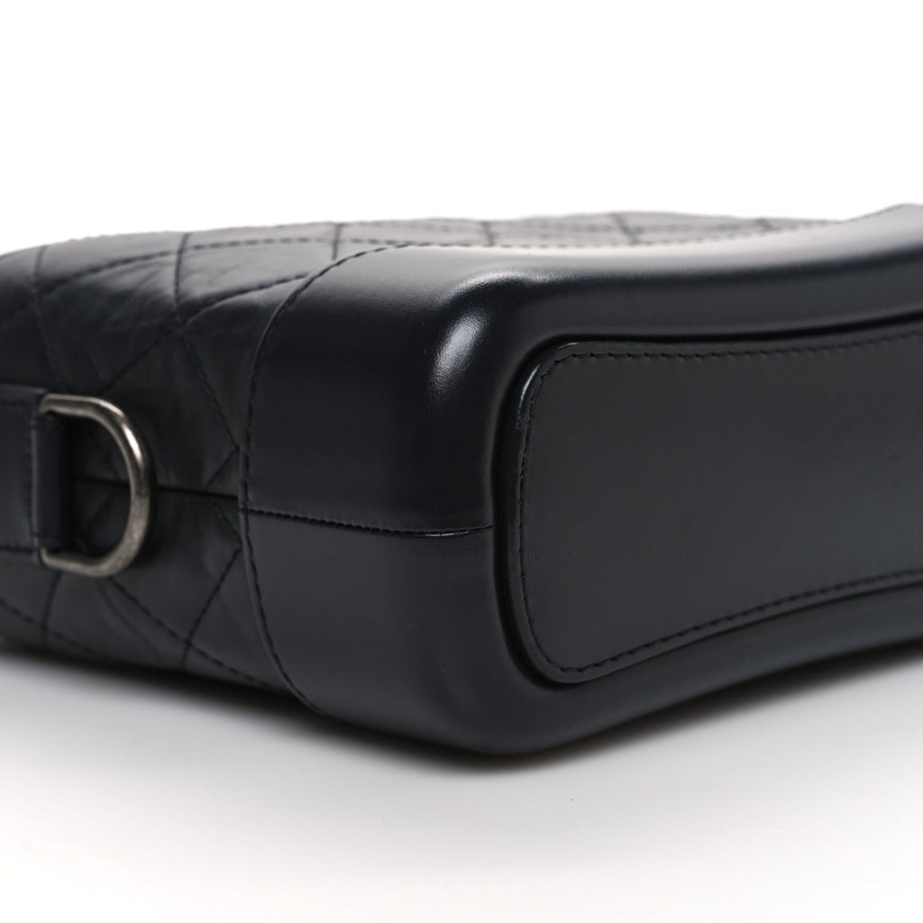 Aged Calfskin Quilted Small Gabrielle Hobo Dark Grey