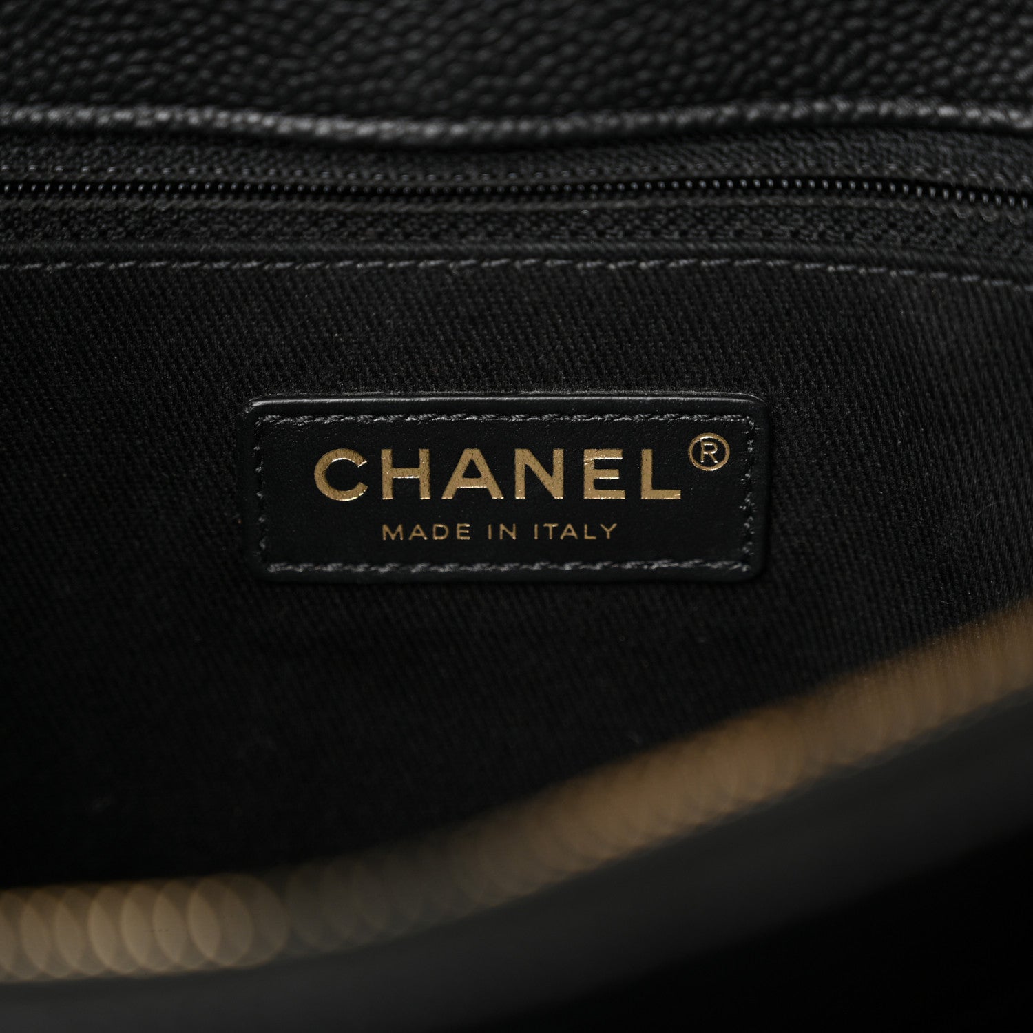 Grained Calfskin Stitched Flap Black