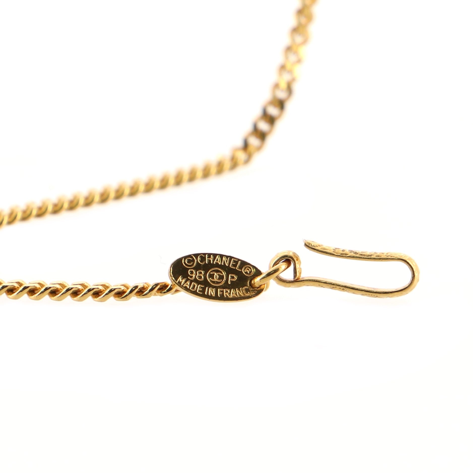 Vintage CC Ball Pendant Necklace Metal and Enamel