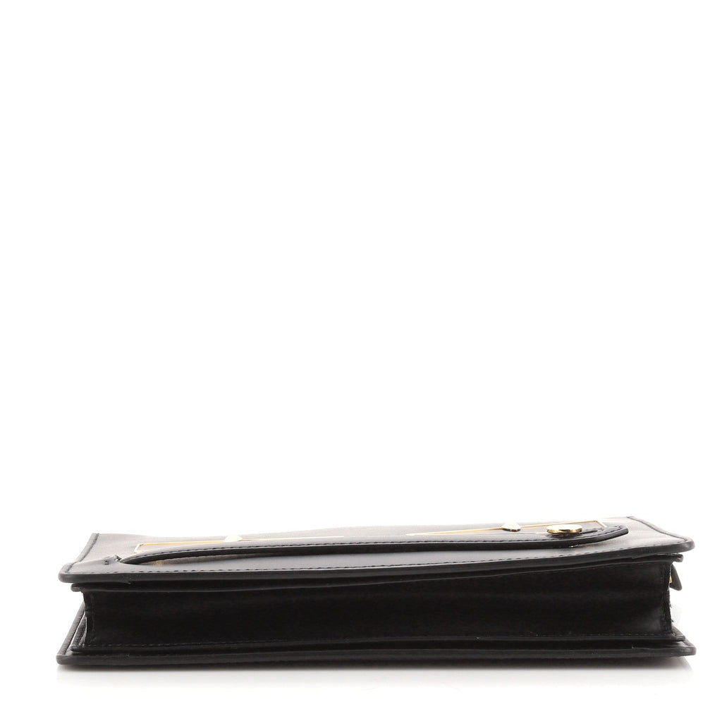 Monster Handle Clutch Studded Leather with Coated Zucca and Pequin Canvas Small