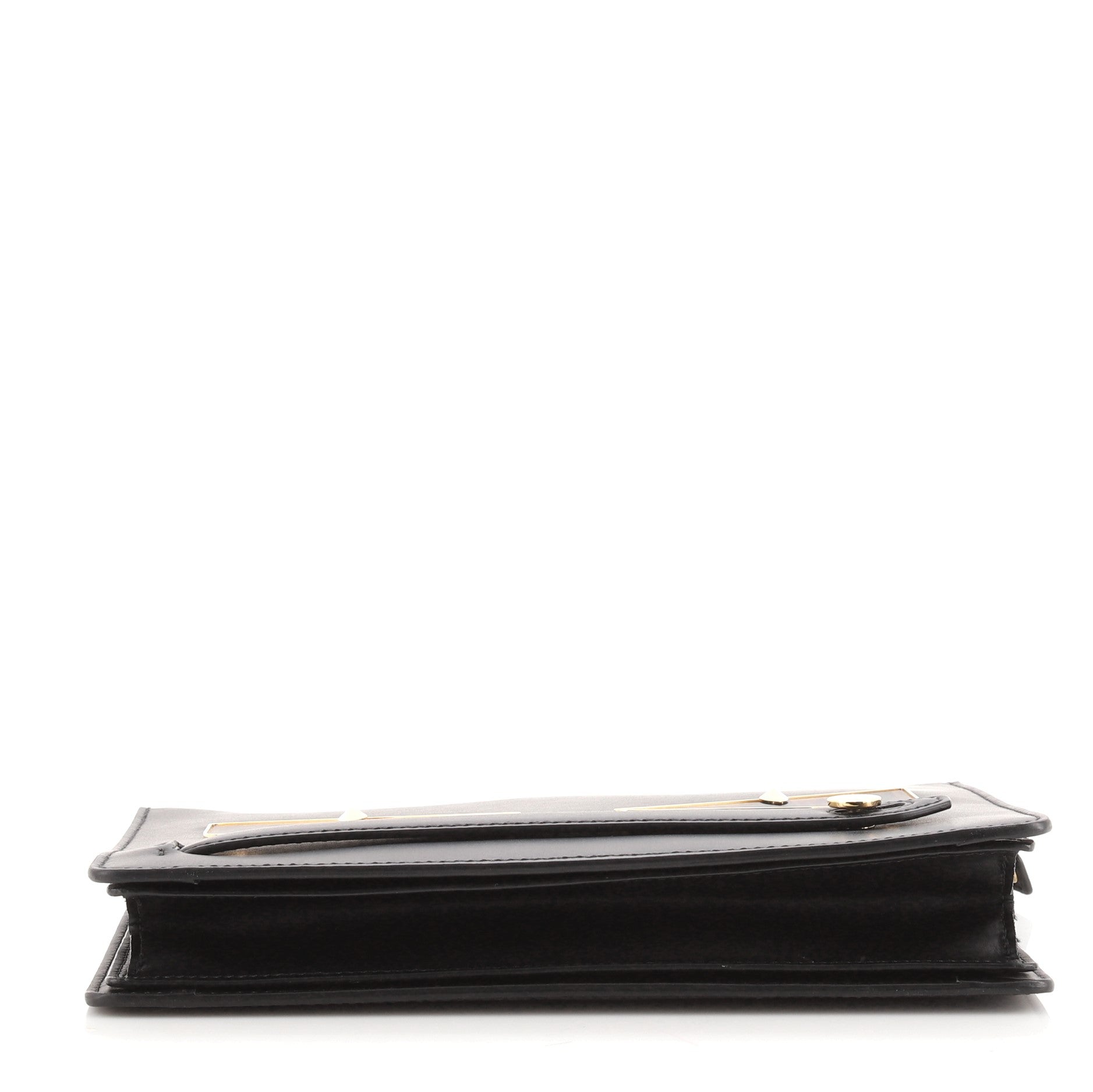 Monster Handle Clutch Studded Leather with Coated Zucca and Pequin Canvas Small