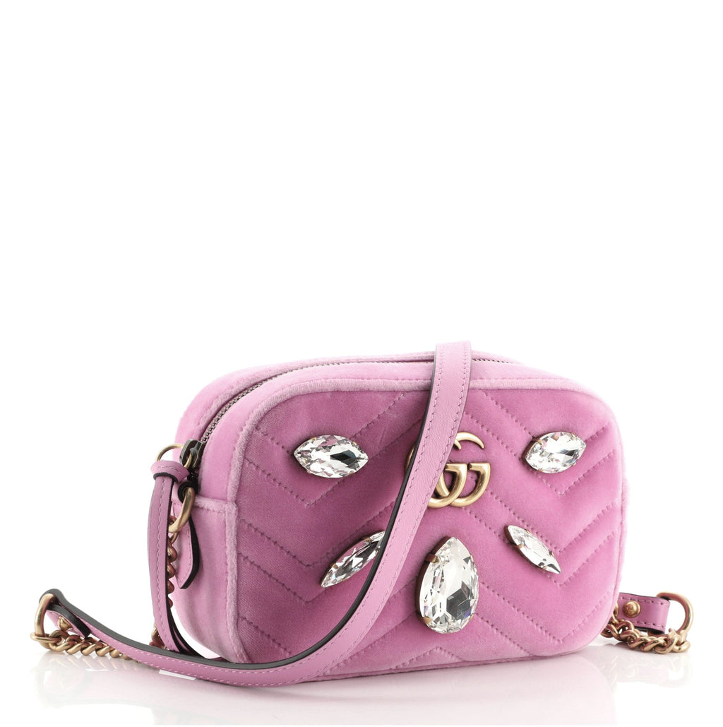 GG Marmont Shoulder Bag Crystal Embellished Matelasse Velvet Mini