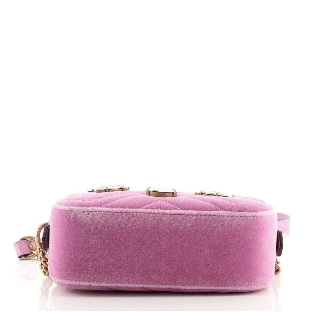 GG Marmont Shoulder Bag Crystal Embellished Matelasse Velvet Mini