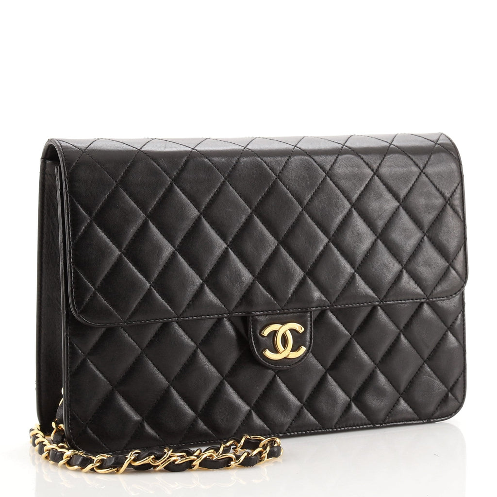Vintage Clutch with Chain Quilted Leather Medium