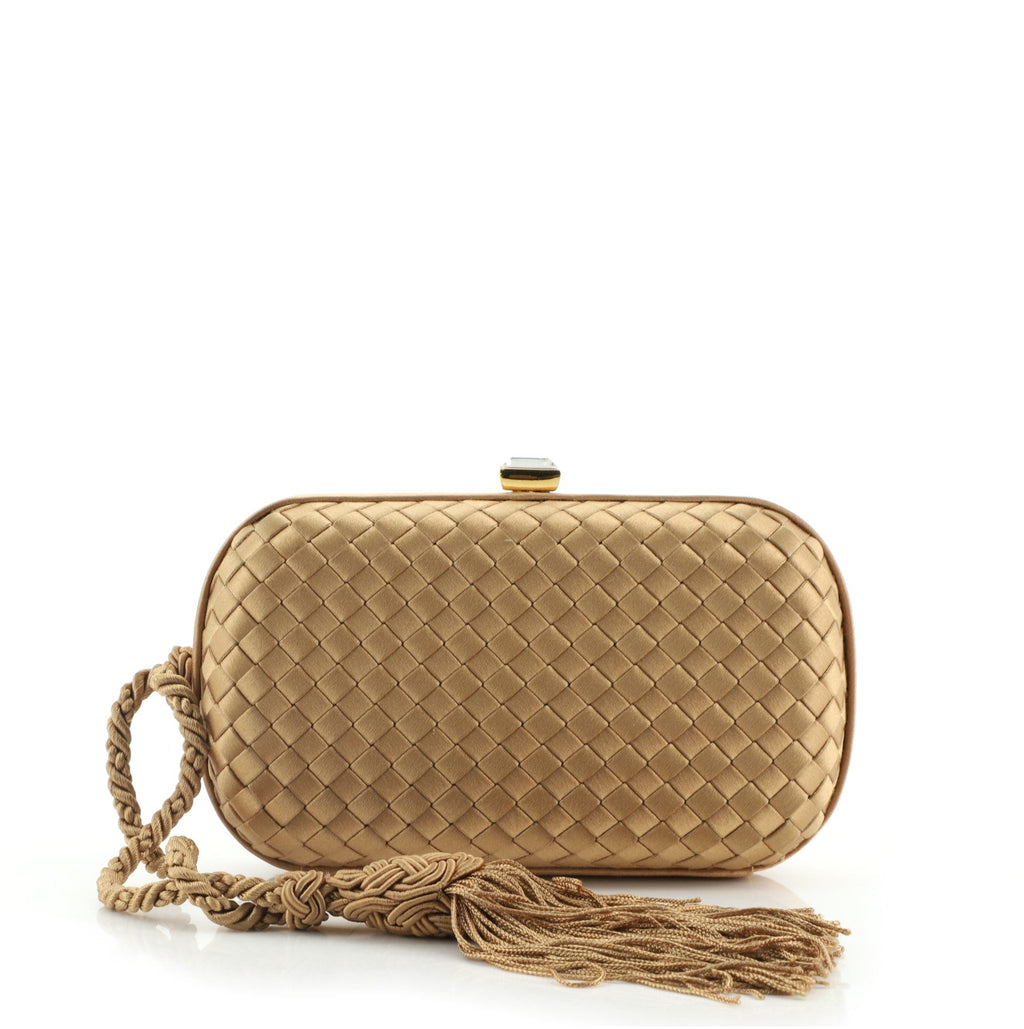 Tassel Clutch Intrecciato Satin