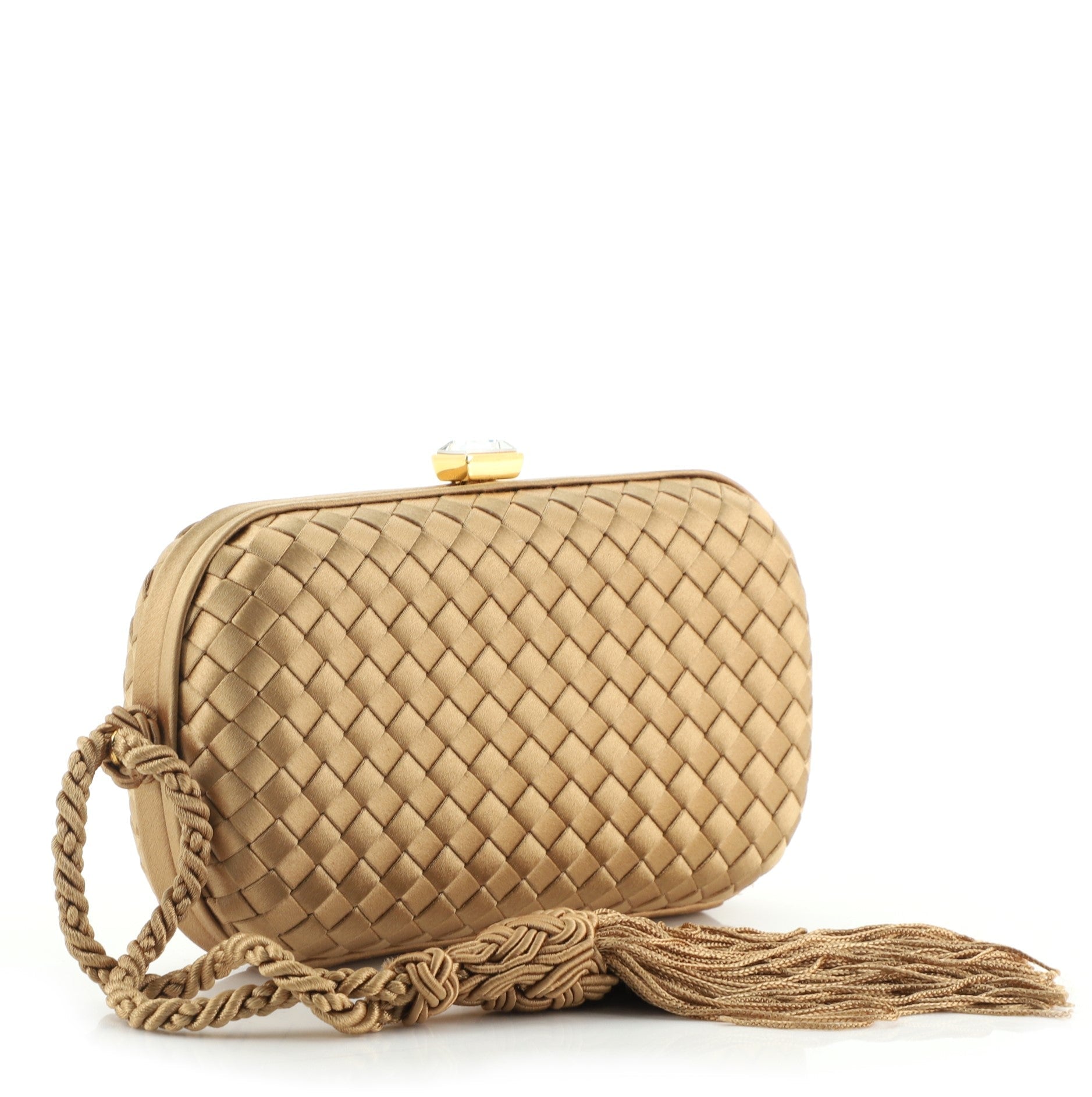 Tassel Clutch Intrecciato Satin