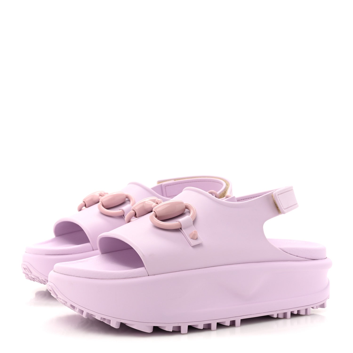 Soft Rubber Horsebit Touch Womens Strapped Sandals 36 Talc Pink