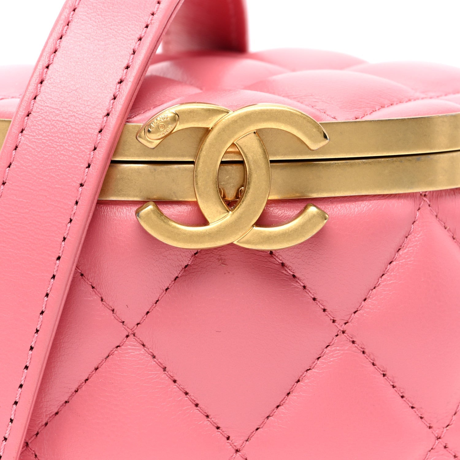 Lambskin Quilted Mini Crown Box Bag Pink