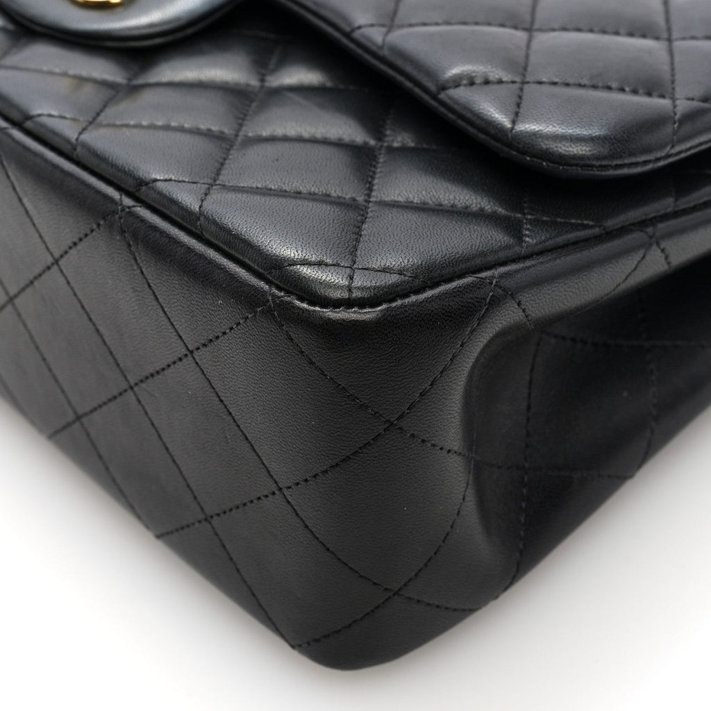 Lambskin Quilted Jumbo Double Flap Black