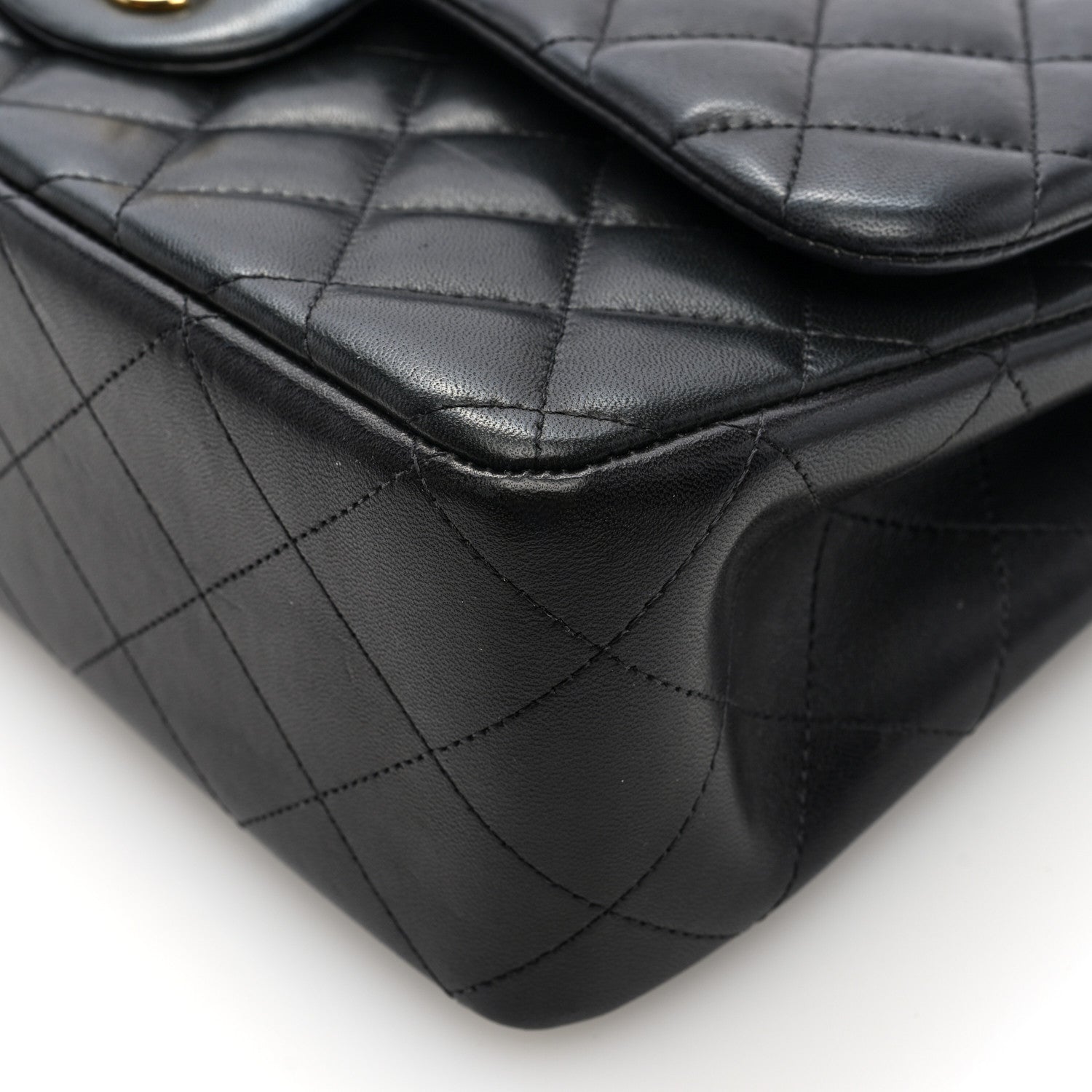 Lambskin Quilted Jumbo Double Flap Black