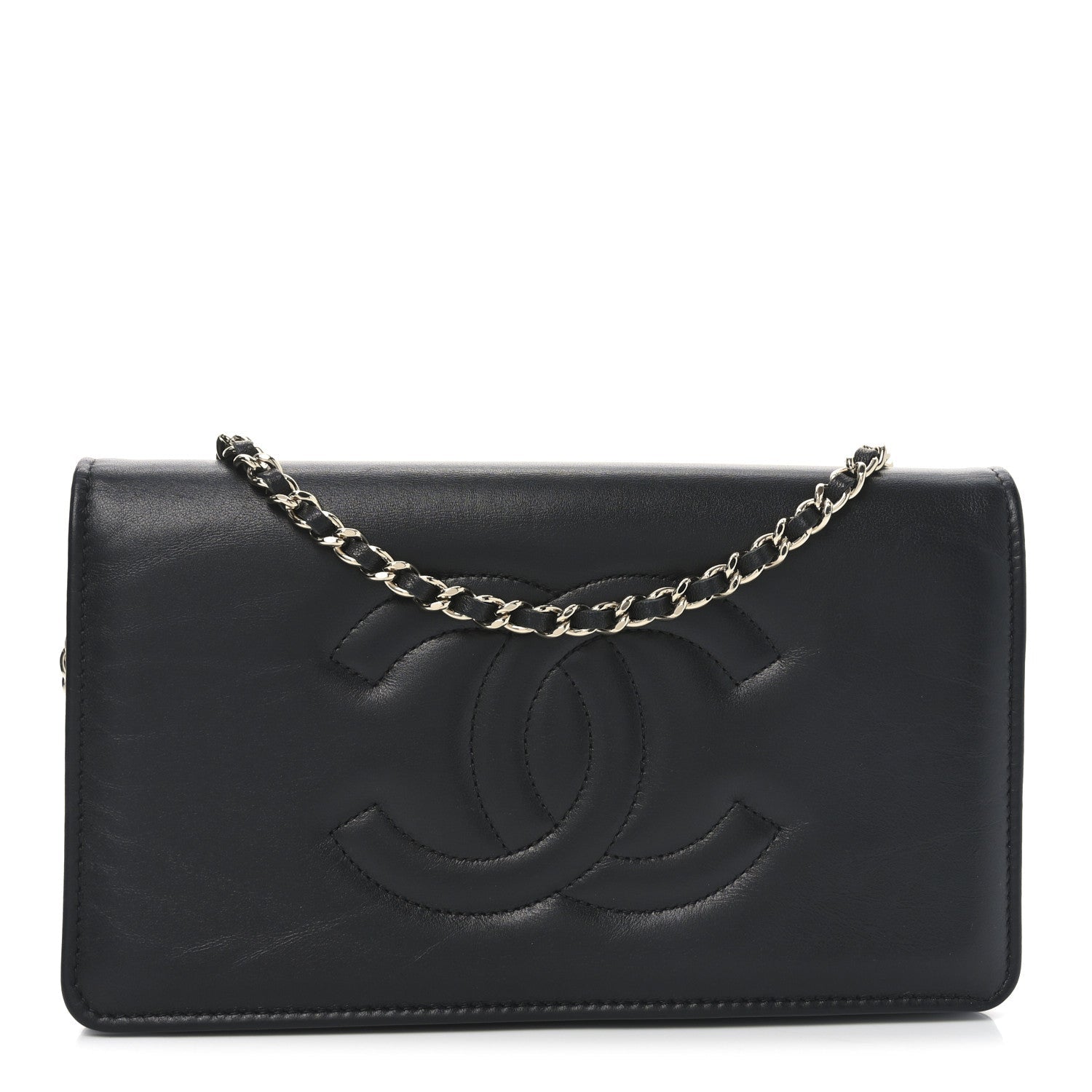 Lambskin Quilted Timeless CC Wallet On Chain WOC Black