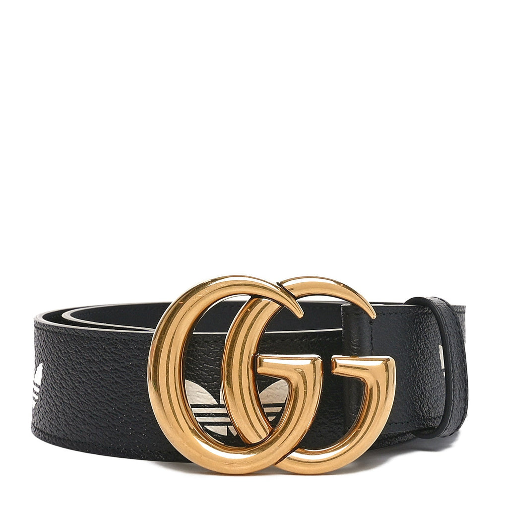 X ADIDAS Textured Dollar Calfskin Double G 40mm Belt 75 30 Black