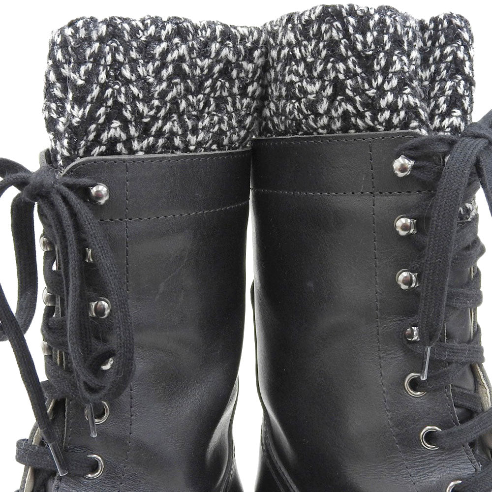Chanel Coco Mark Leather Tweed Boots