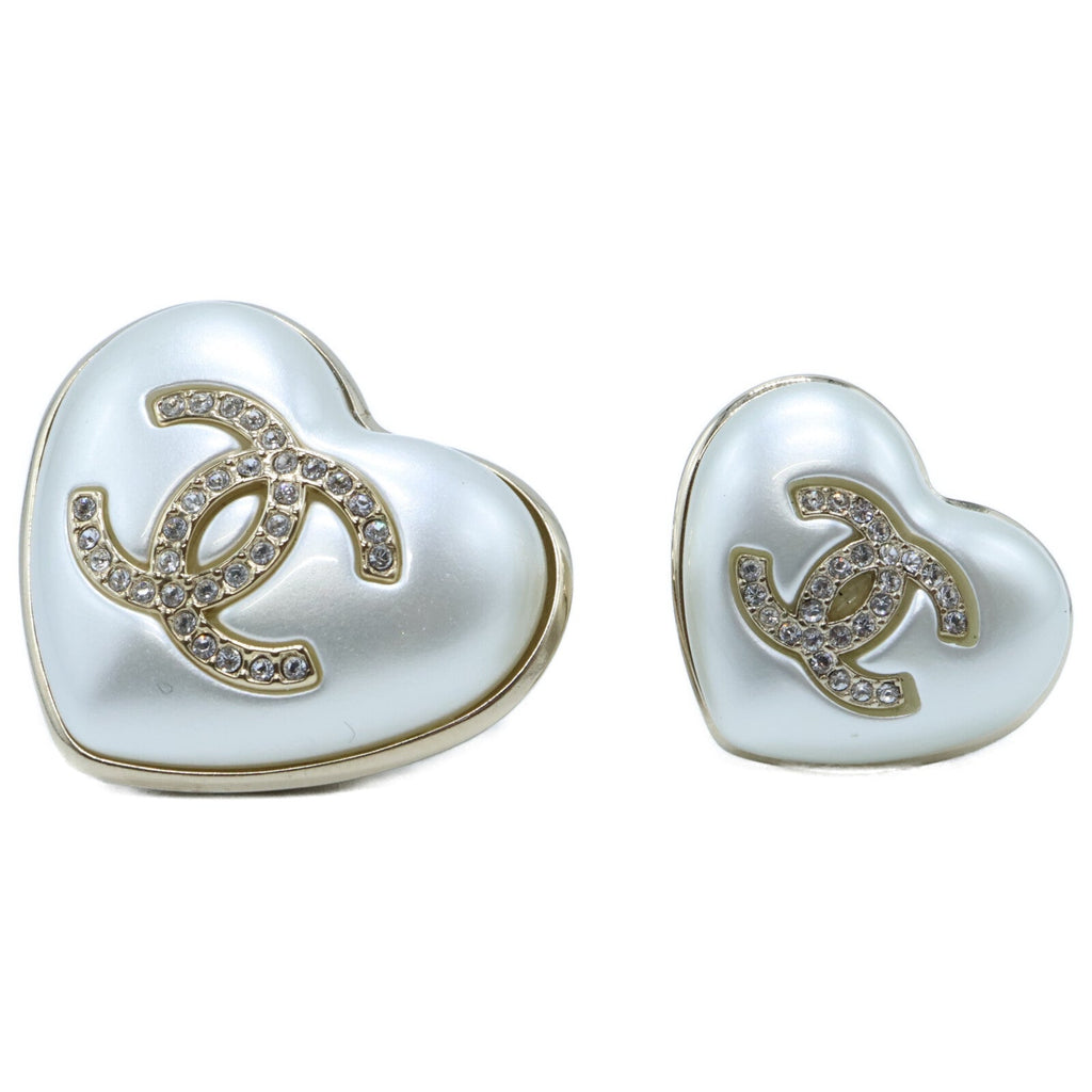 Chanel AB7007 Coco Mark Heart Motif Brooch 2pcs Set Brooch