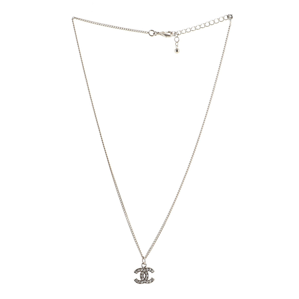 CC Pendant Necklace Crystal Embellished Metal