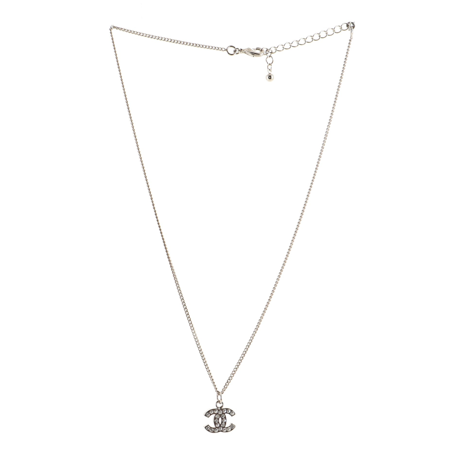 CC Pendant Necklace Crystal Embellished Metal