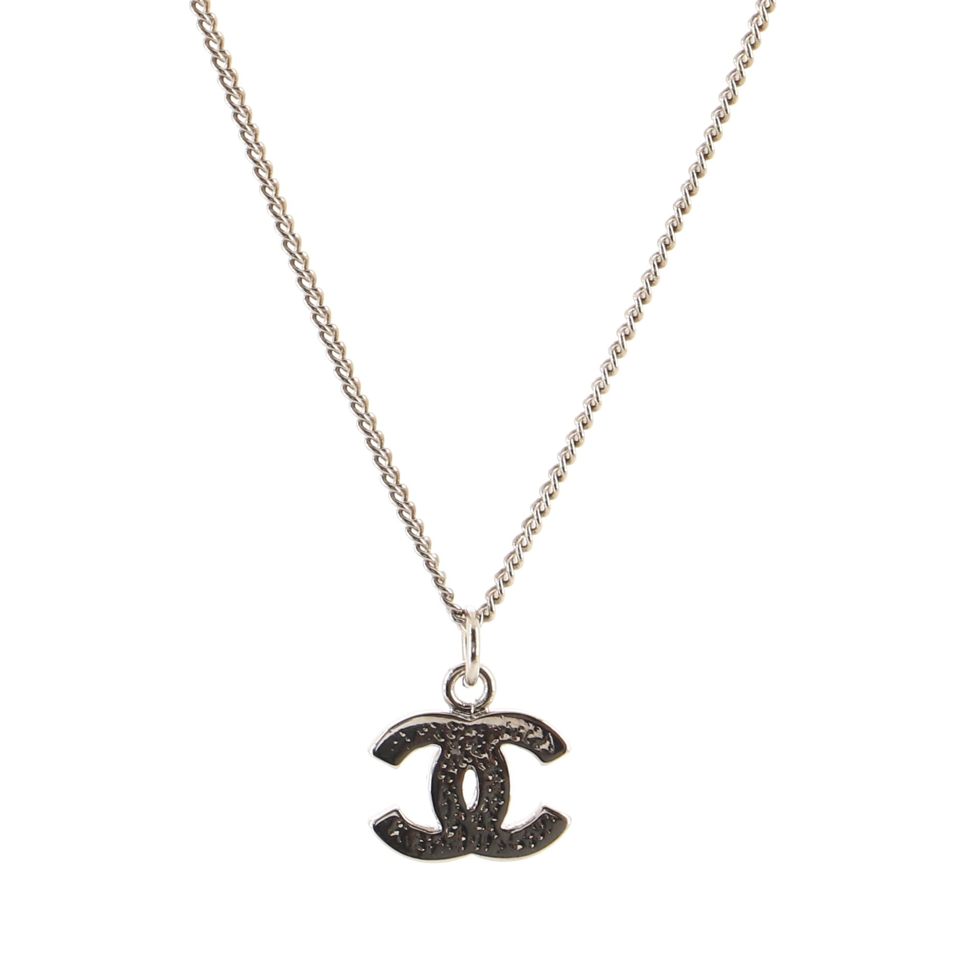 CC Pendant Necklace Crystal Embellished Metal