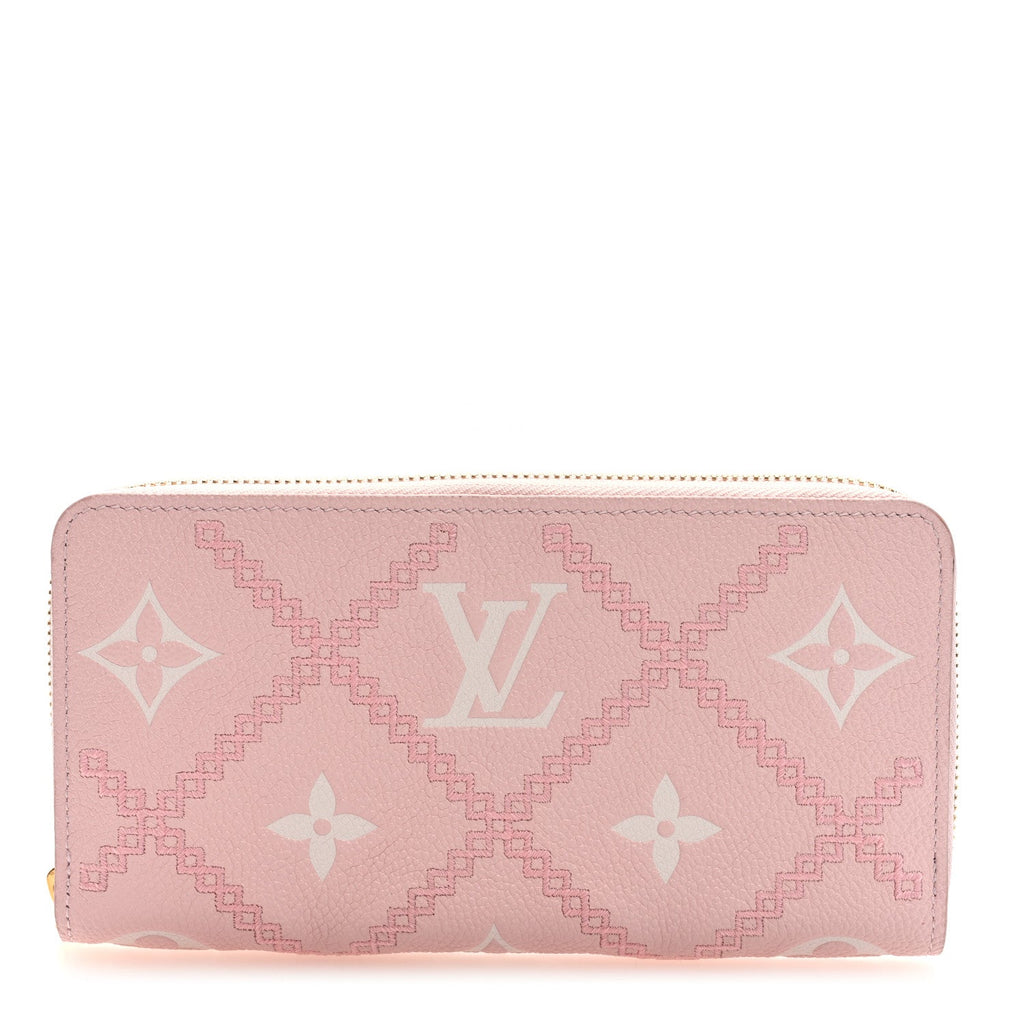 Empreinte Monogram Giant Broderies Zippy Wallet Pink Creme