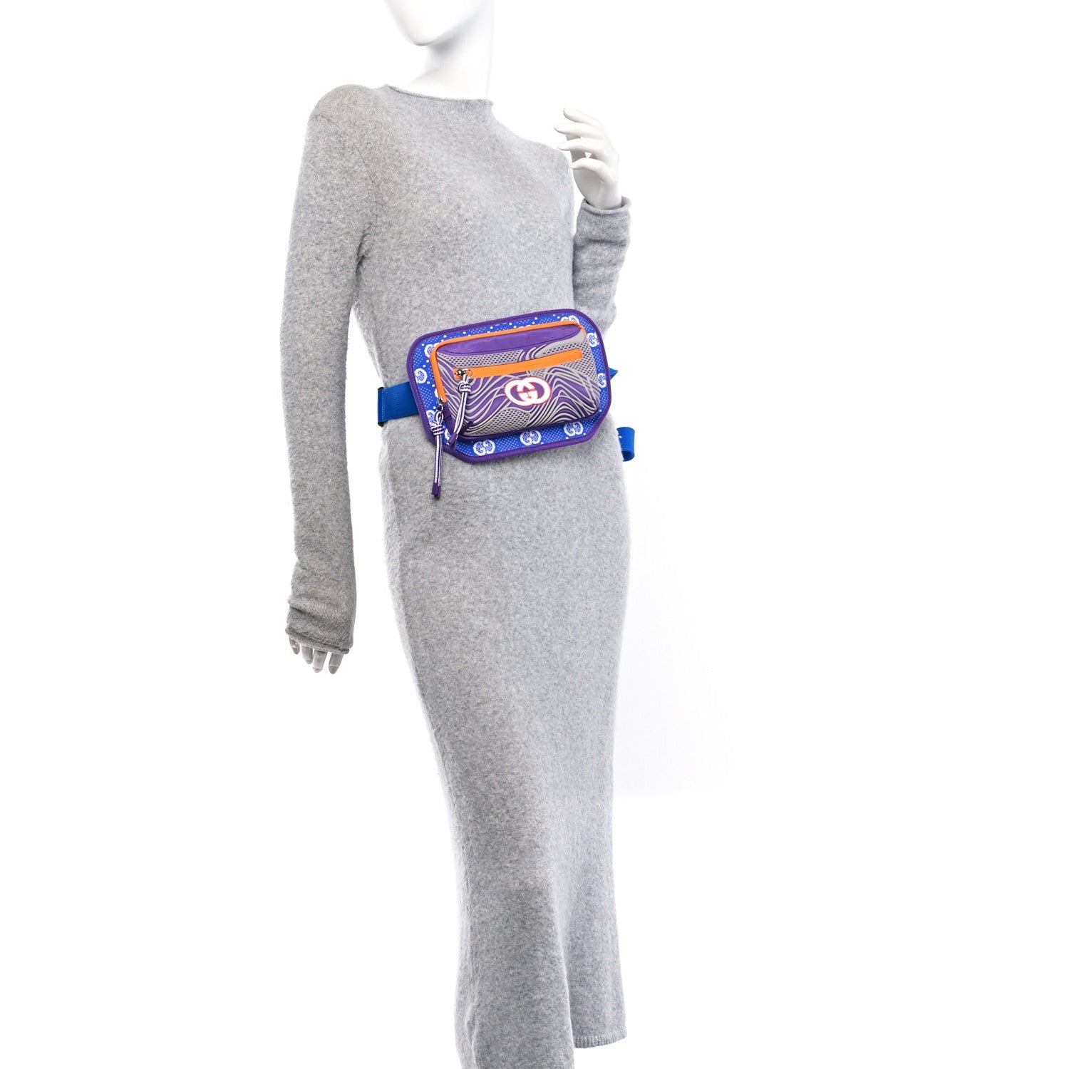 Jersey GG Monogram All Over Sporty Belt Bag Grey White Multicolor