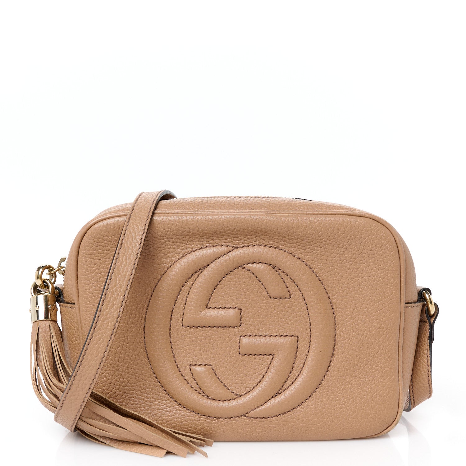 Pebbled Calfskin Small Soho Disco Bag Rose Beige