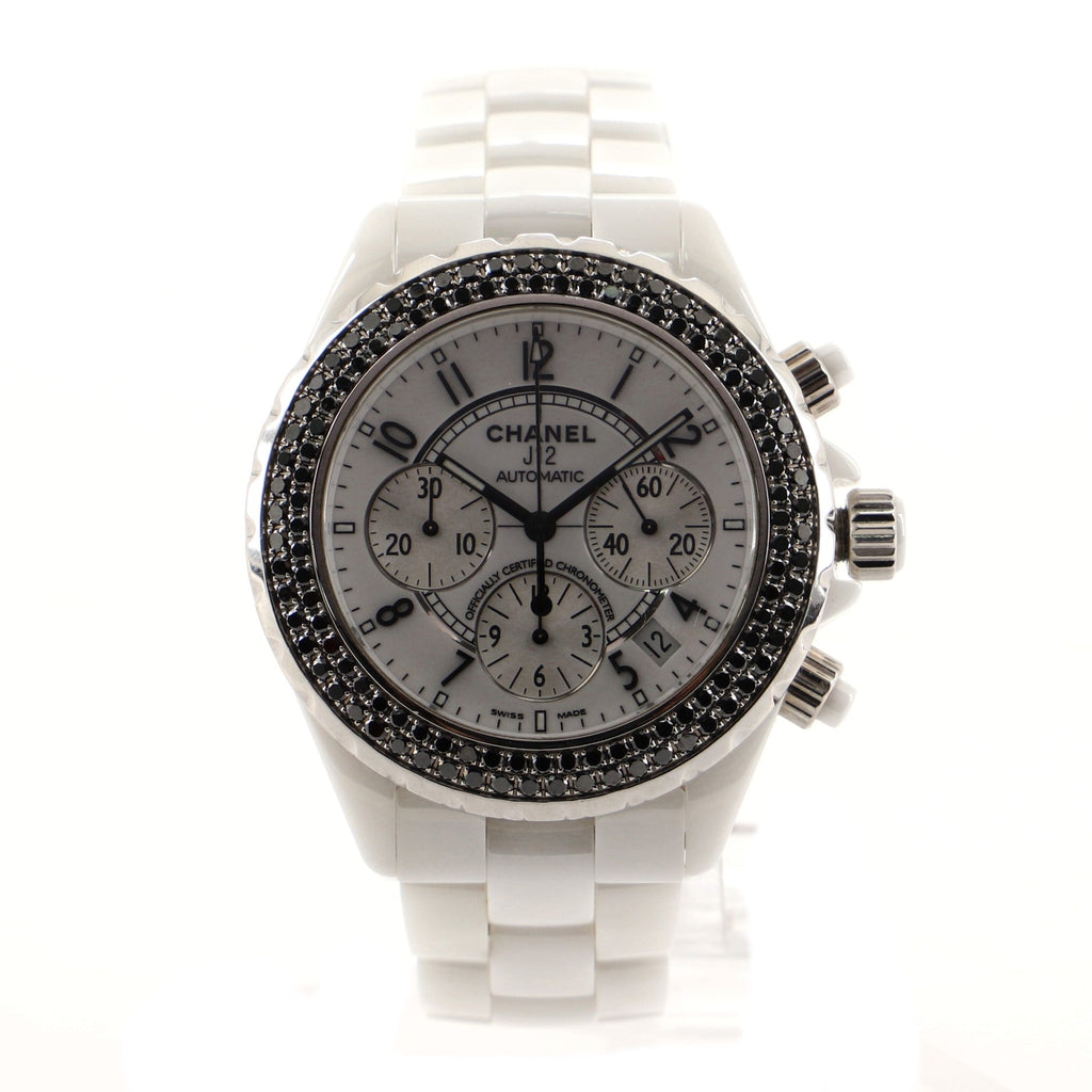 J12 Chronograph Automatic Watch Ceramic and Stainless Steel with Diamond Bezel 41