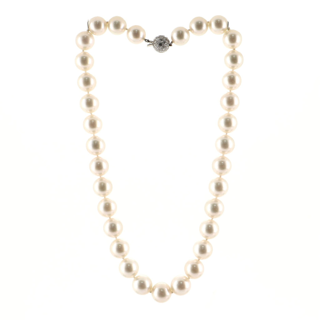 South Sea Strand Necklace Cultured Pearls with Platinum and Diamonds 12-13MM
