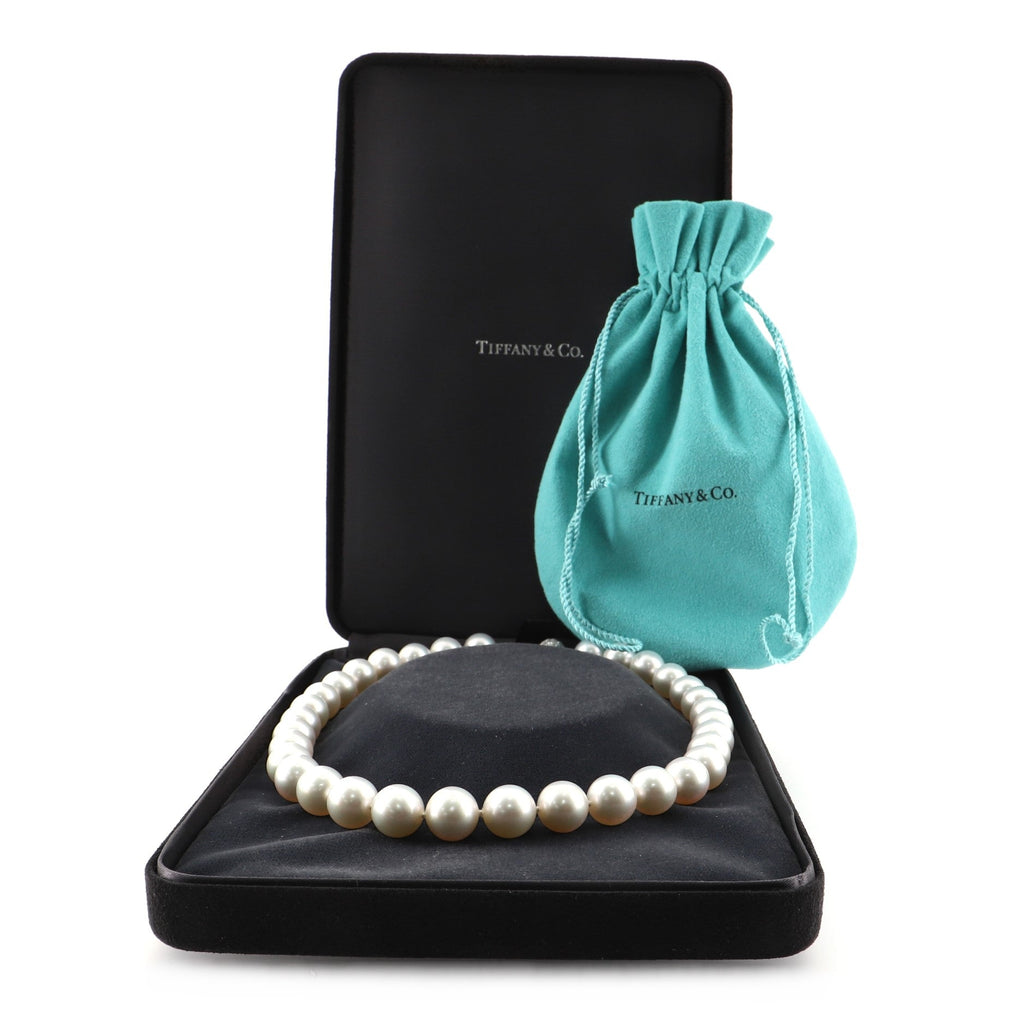 South Sea Strand Necklace Cultured Pearls with Platinum and Diamonds 12-13MM