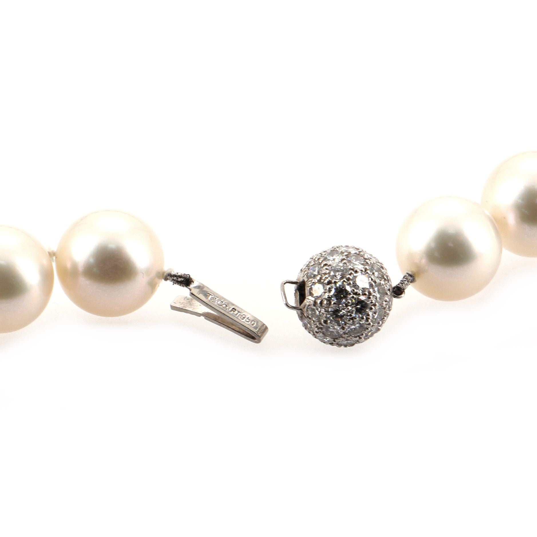 South Sea Strand Necklace Cultured Pearls with Platinum and Diamonds 12-13MM