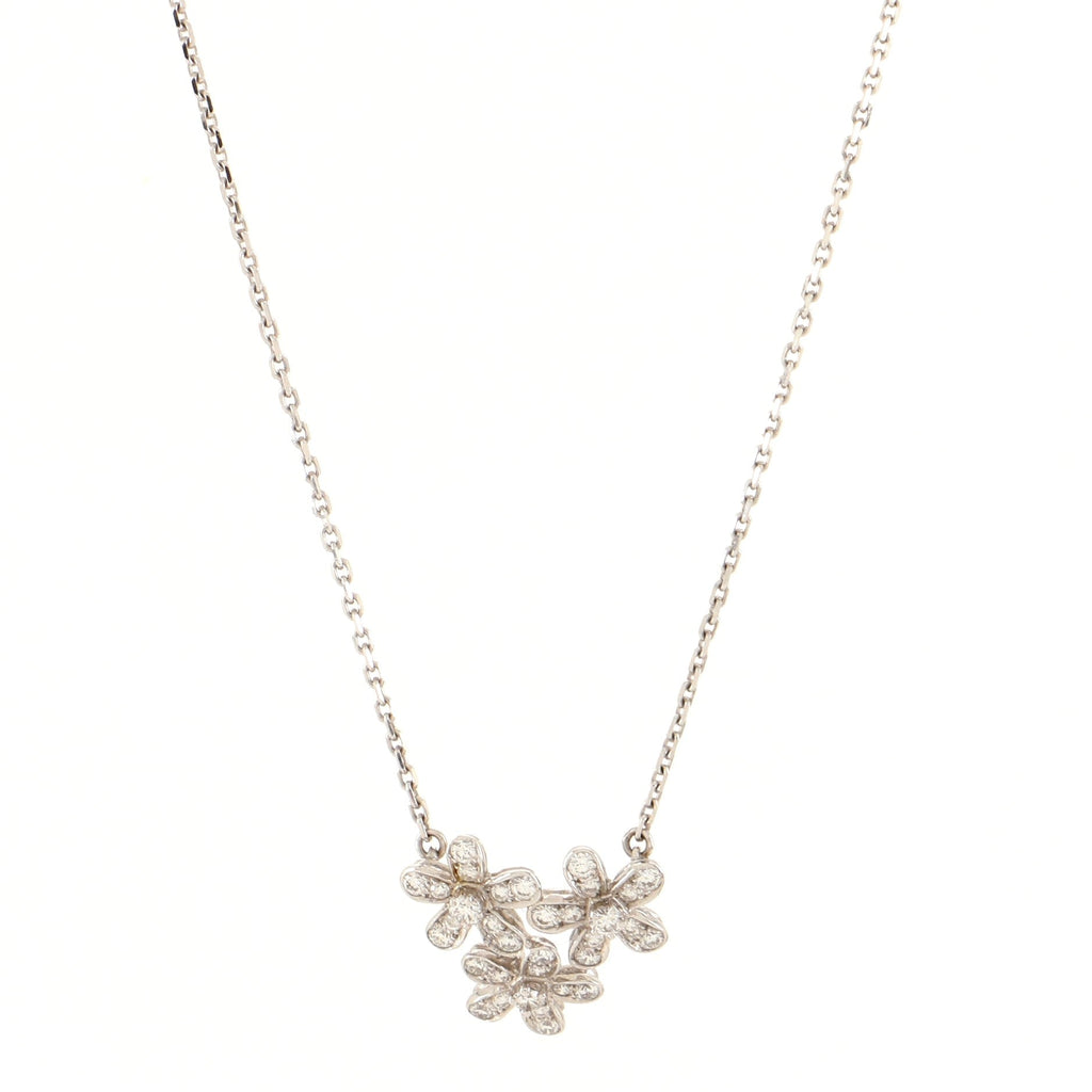 Socrate 3 Flower Pendant Necklace 18K White Gold and Diamonds