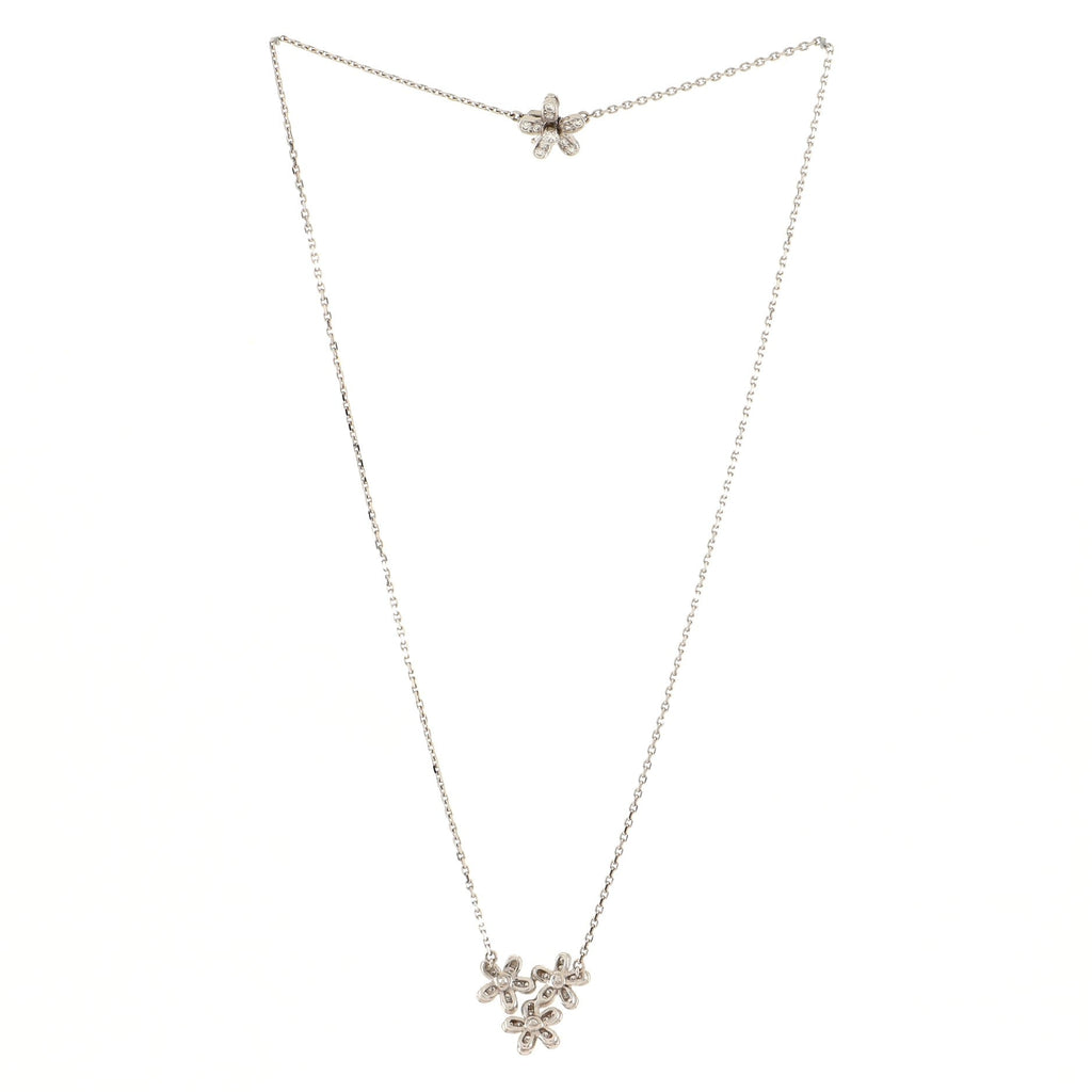 Socrate 3 Flower Pendant Necklace 18K White Gold and Diamonds