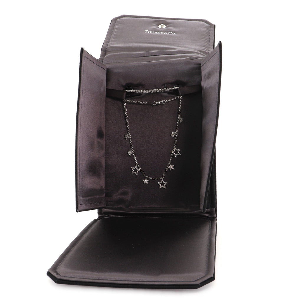 Multiple Star Charm Pendant Necklace Platinum and Diamonds