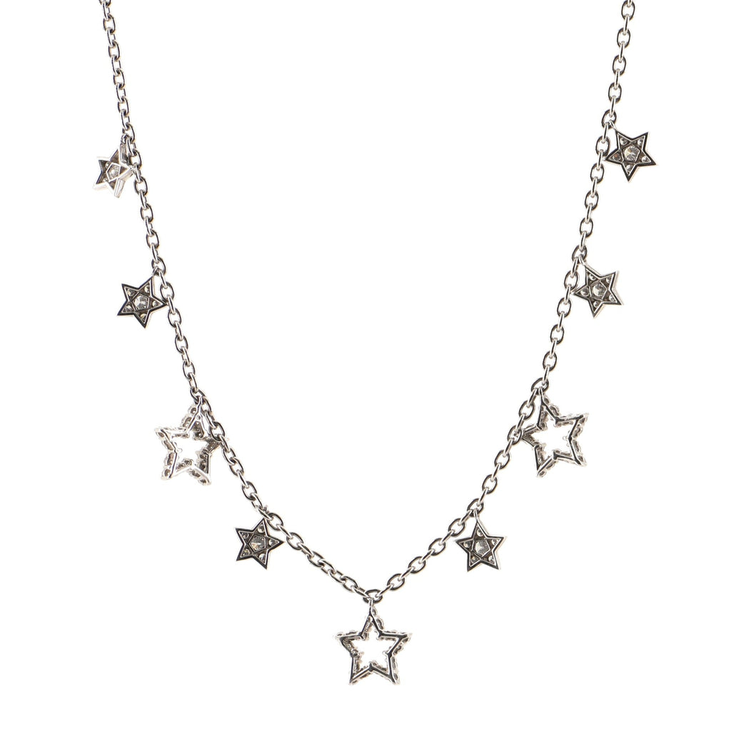 Multiple Star Charm Pendant Necklace Platinum and Diamonds