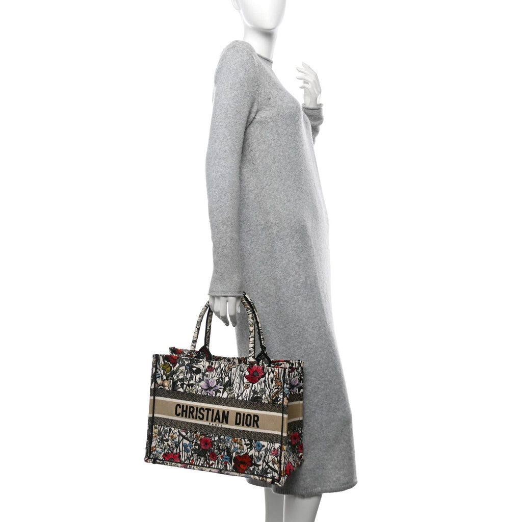 Canvas Embroidered Medium Mille Fleurs Book Tote Multicolor