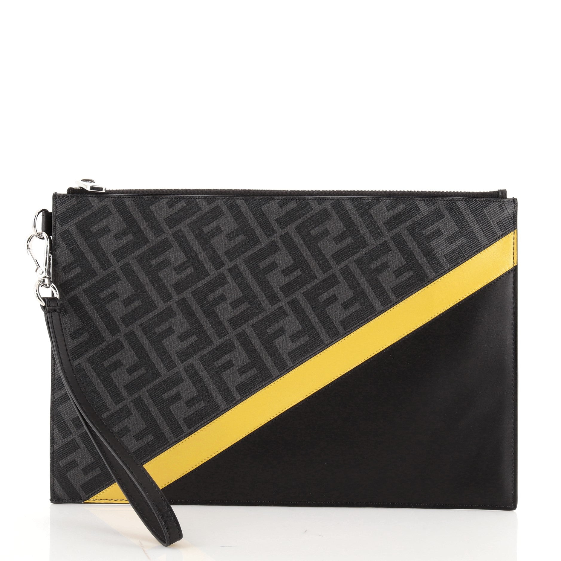 Front Zip Wristlet Clutch Zucca Canvas and Leather Medium