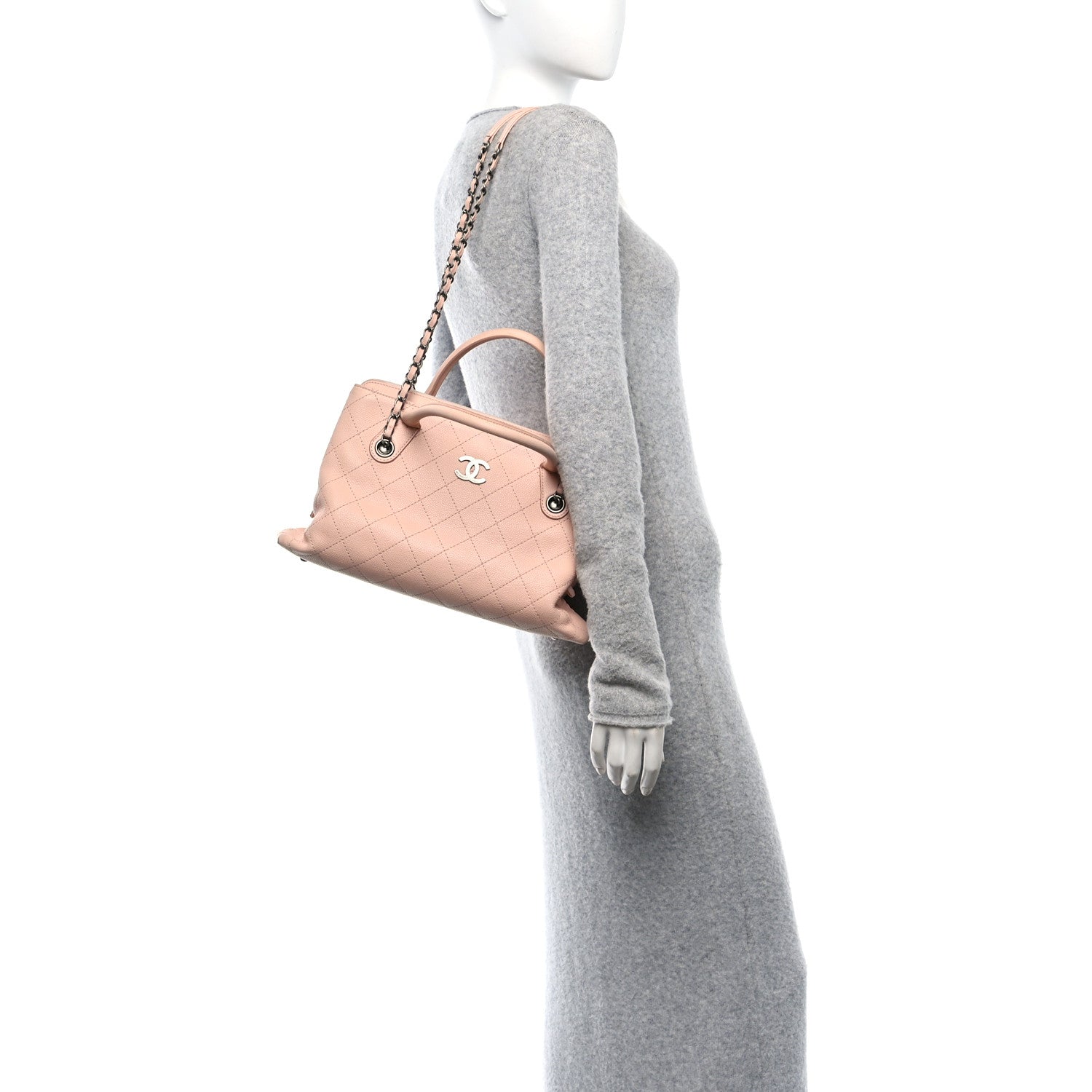Grained Vegetal Calfskin Small Urban Shopping Tote Beige