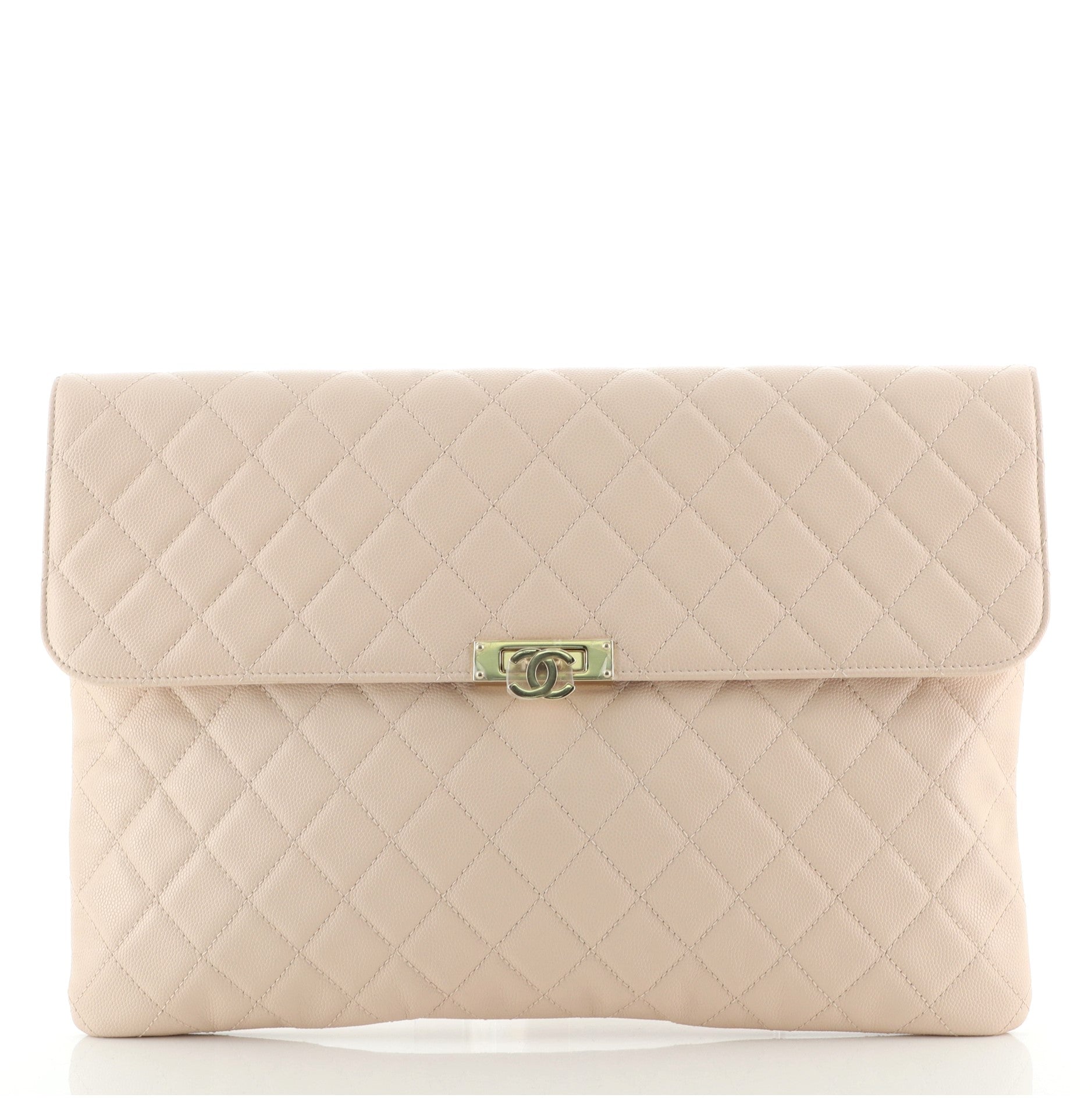 Golden Class O Case Clutch Quilted Caviar Large