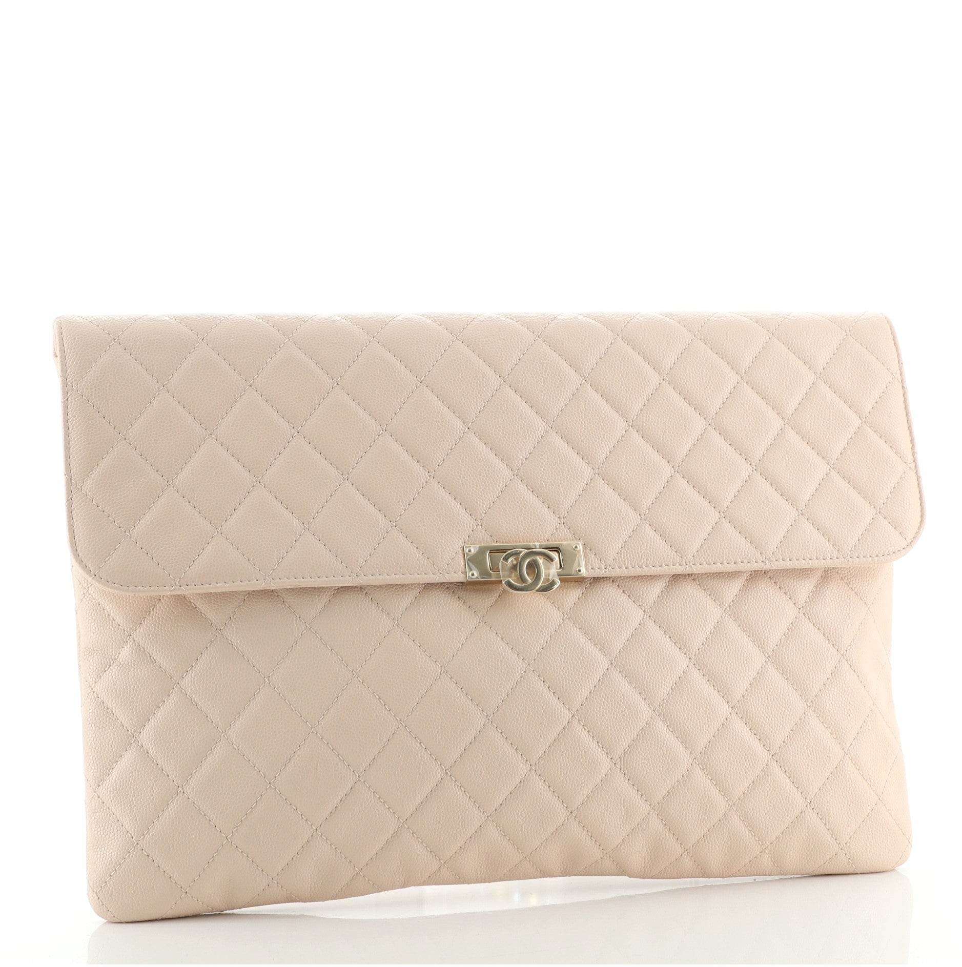 Golden Class O Case Clutch Quilted Caviar Large