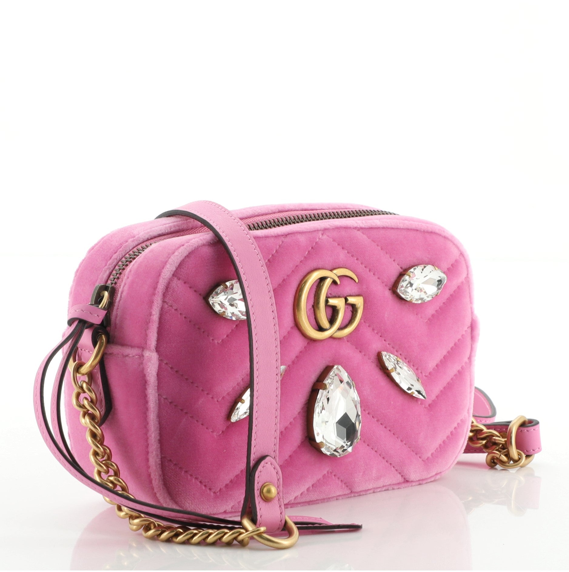 GG Marmont Shoulder Bag Crystal Embellished Matelasse Velvet Mini