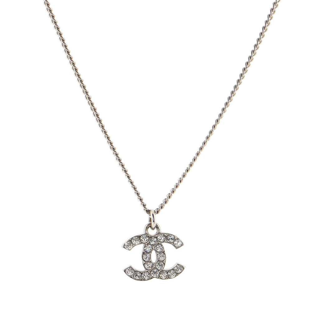 CC Crystal Logo Necklace Metal