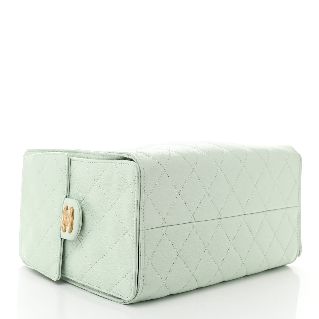 Caviar Quilted Small Chanel 25 Handbag Light Green