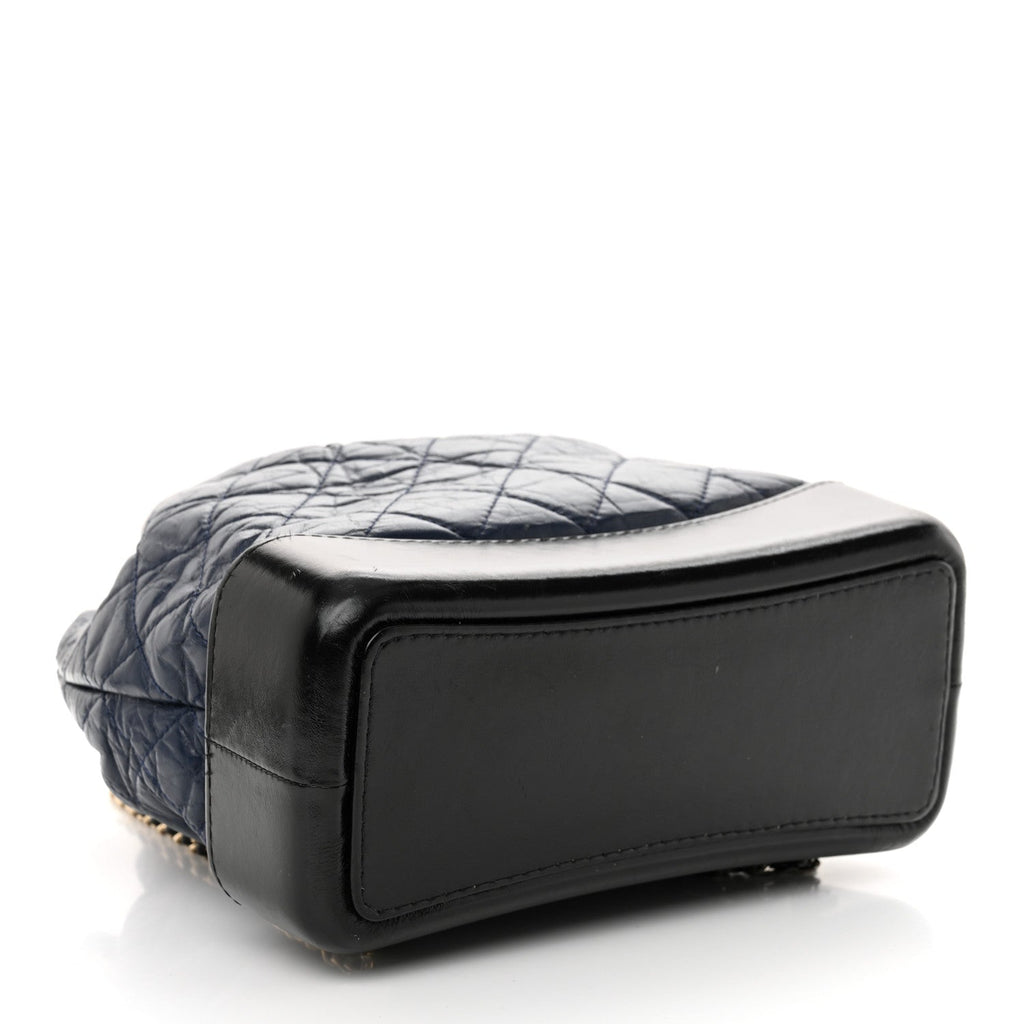 Aged Calfskin Quilted Gabrielle Backpack Navy Black