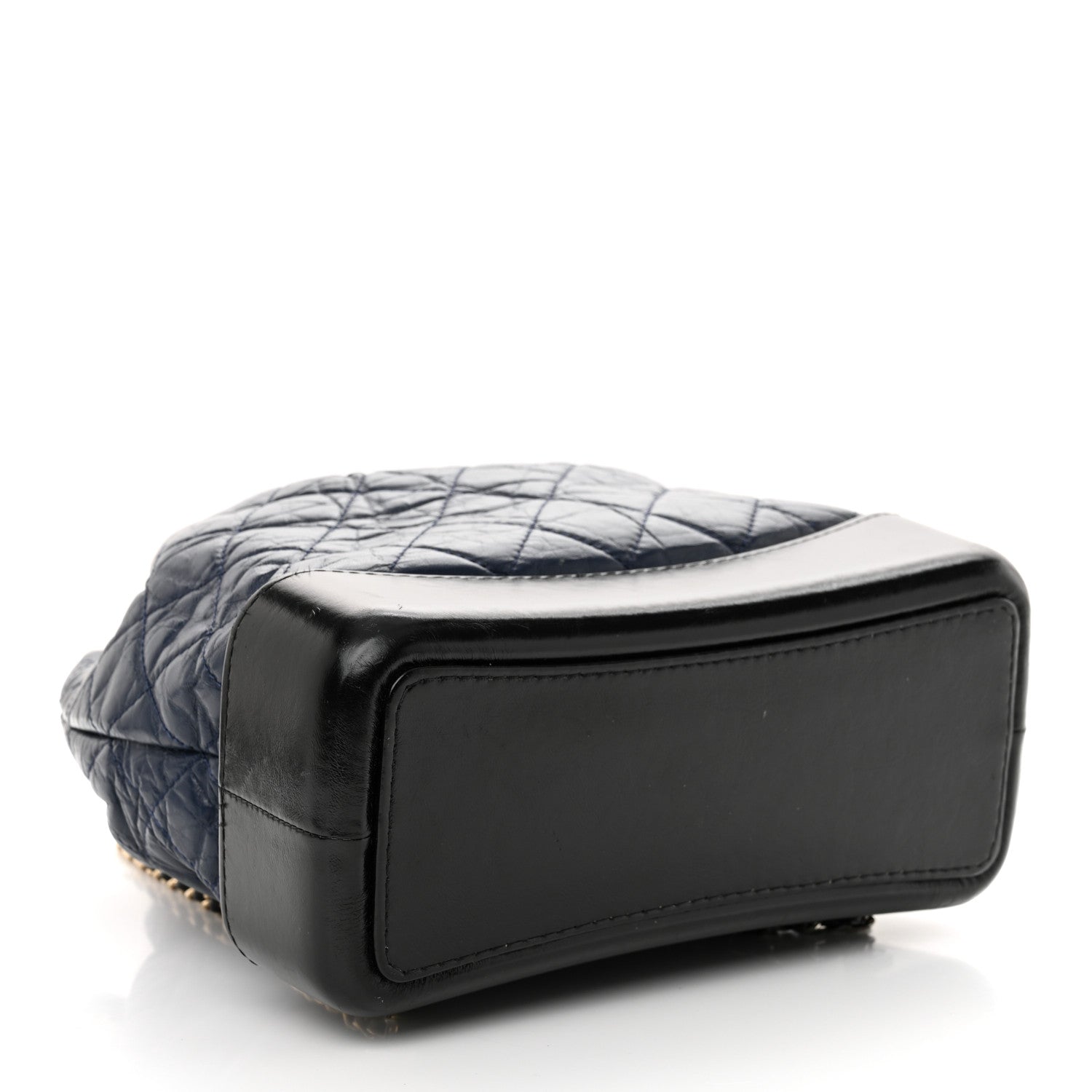 Aged Calfskin Quilted Gabrielle Backpack Navy Black