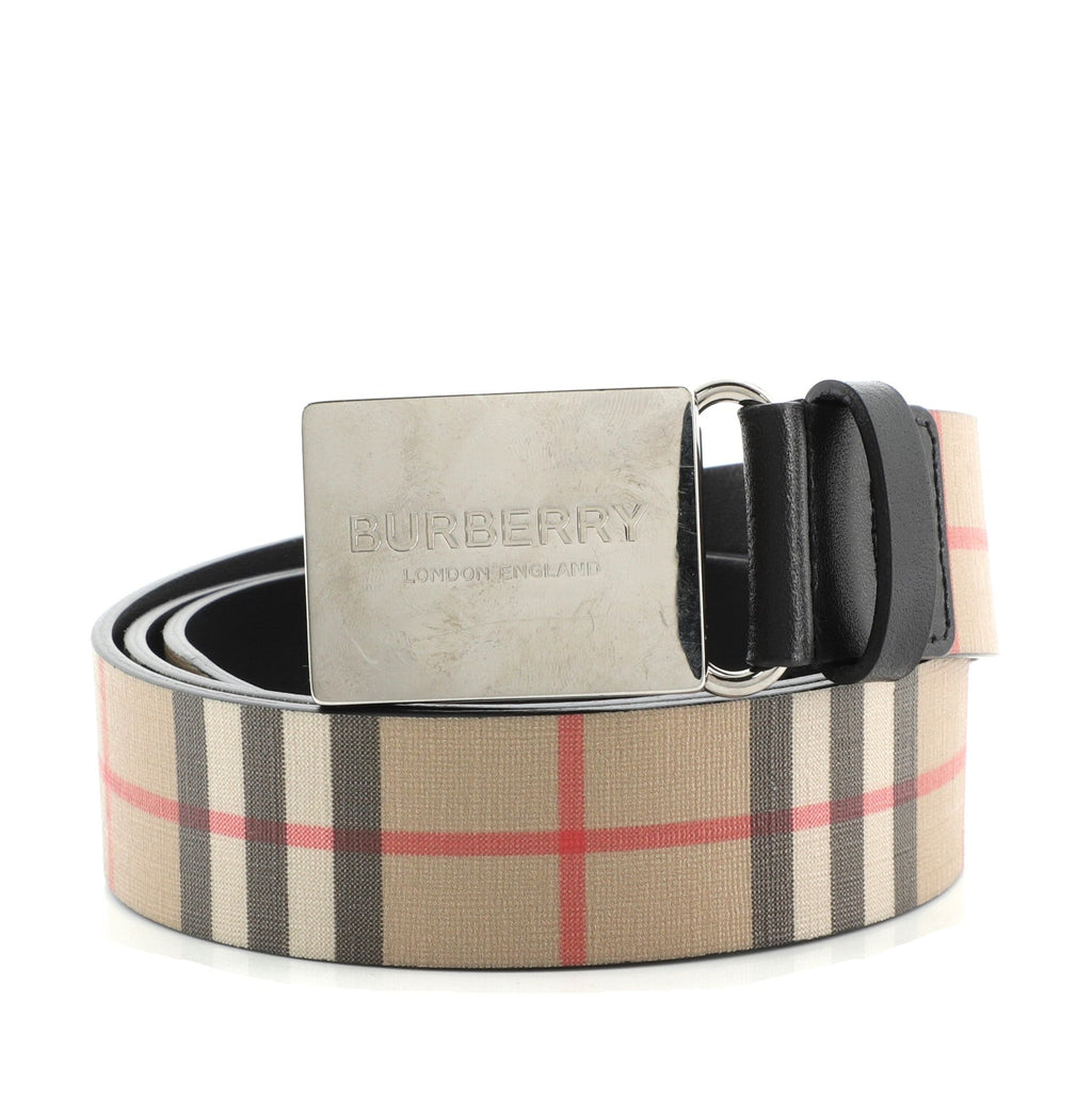 Logo Buckle Belt Vintage Check Coated Canvas Wide 100