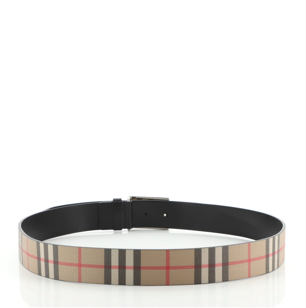 Logo Buckle Belt Vintage Check Coated Canvas Wide 100