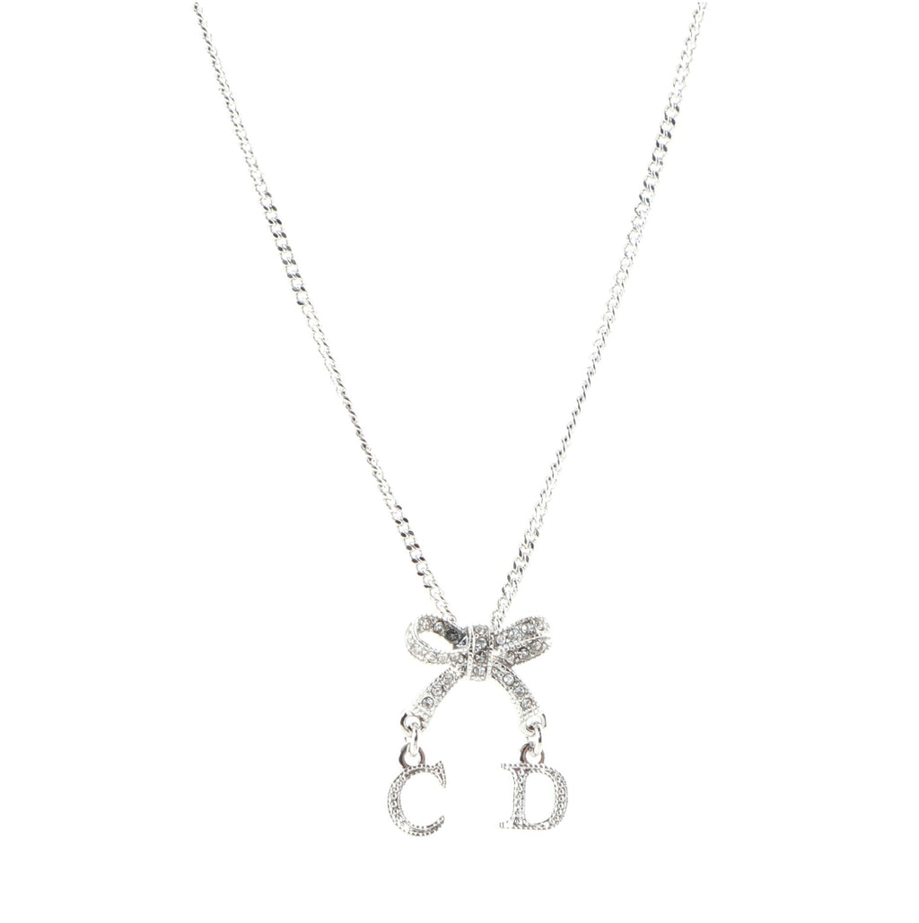 Bow CD Pendant Necklace Metal with Crystal
