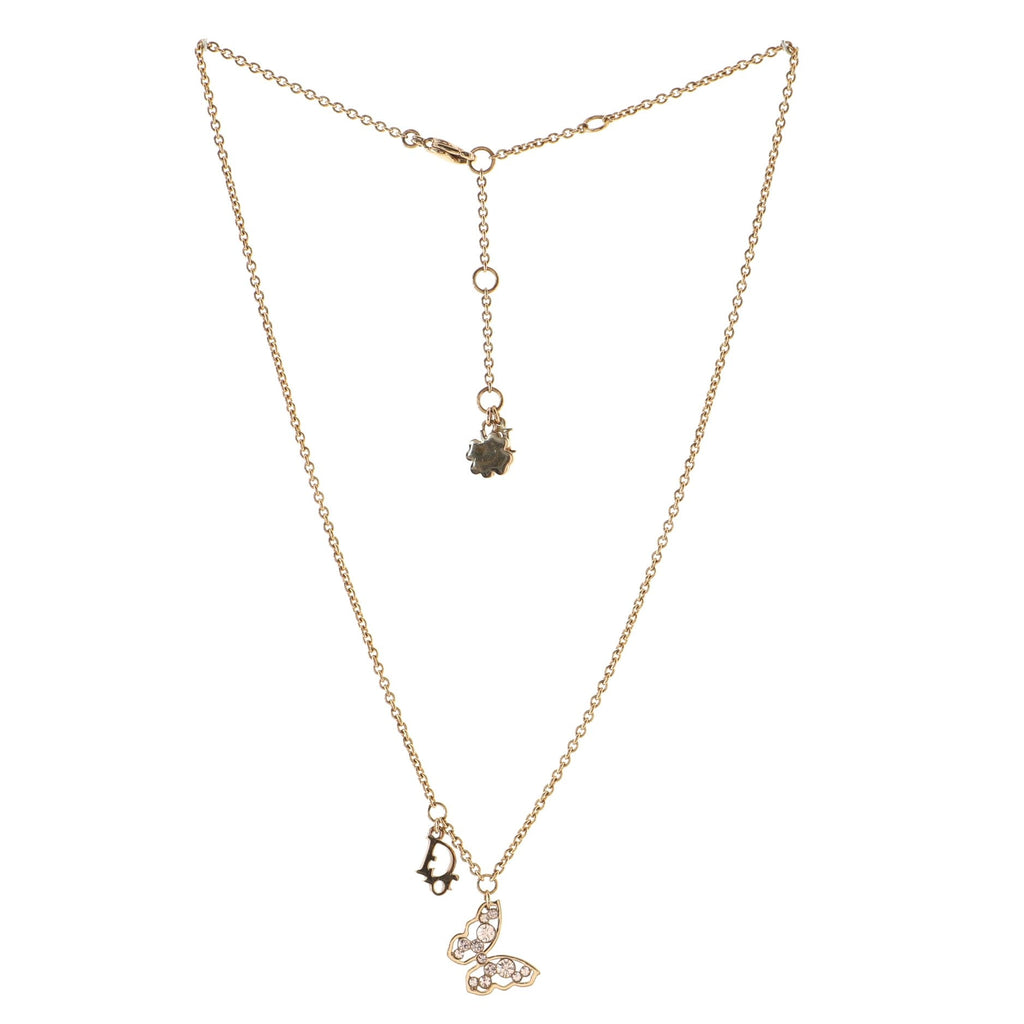 Butterfly Pendant Necklace Crystal Embellished Metal