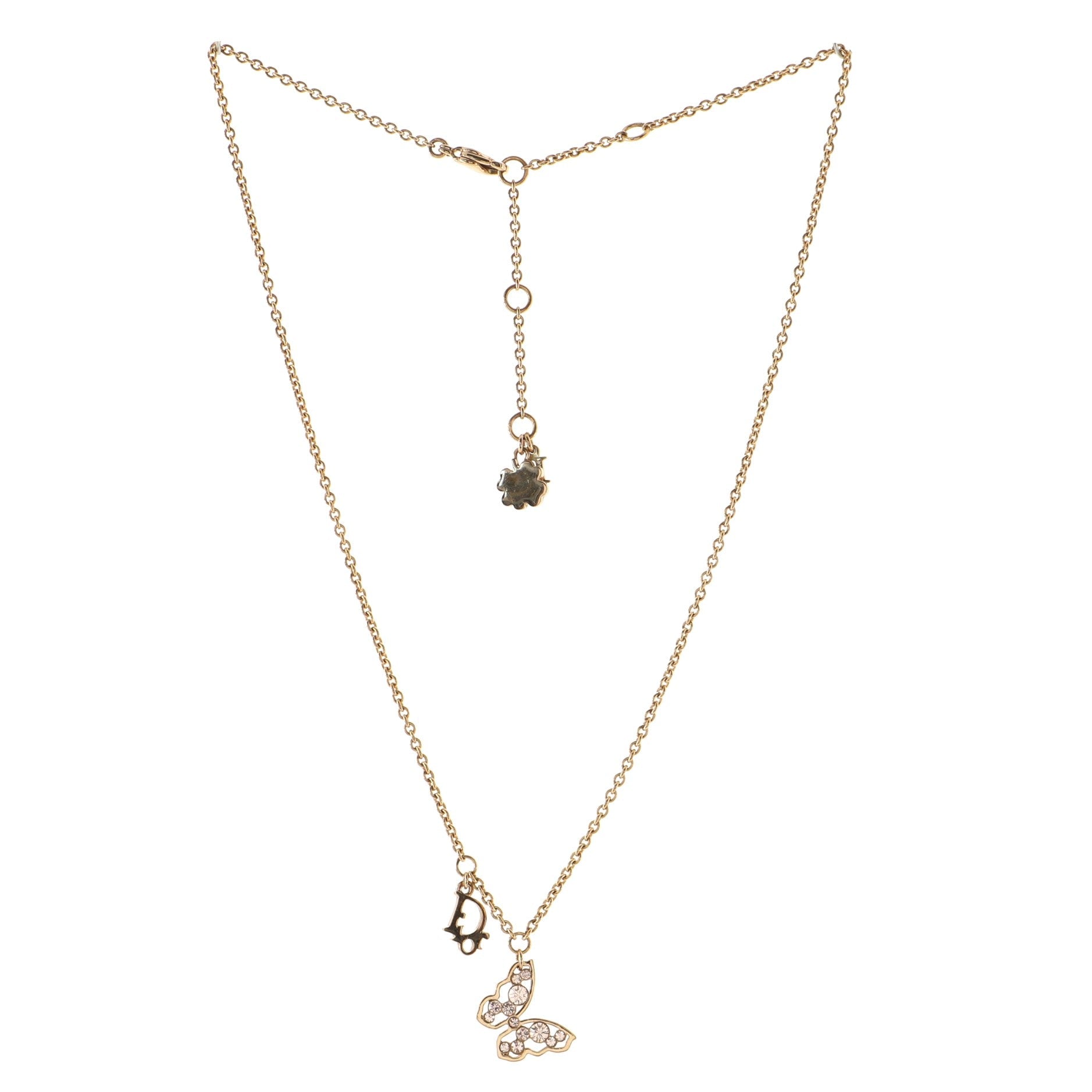 Butterfly Pendant Necklace Crystal Embellished Metal