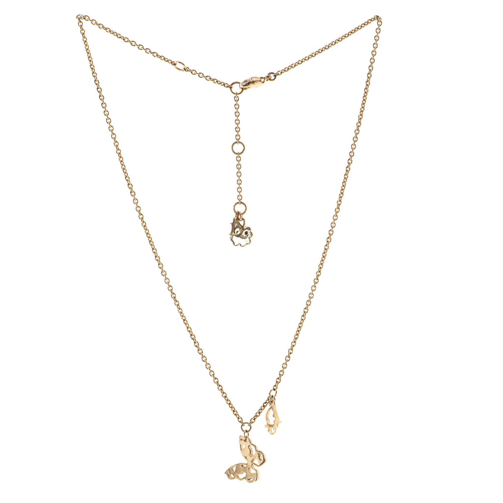 Butterfly Pendant Necklace Crystal Embellished Metal