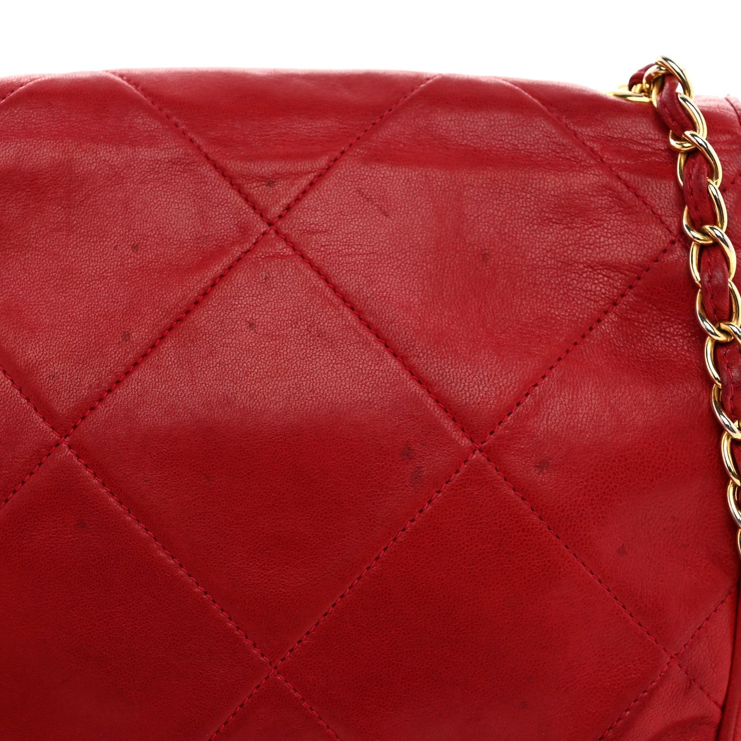 Lambskin Quilted CC Shoulder Bag Red
